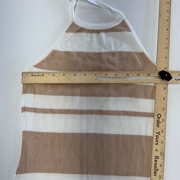 Petal + Pup Dress Womens X Small Tan White Striped Knit Angelina Halter Midi - Picture 7 of 8